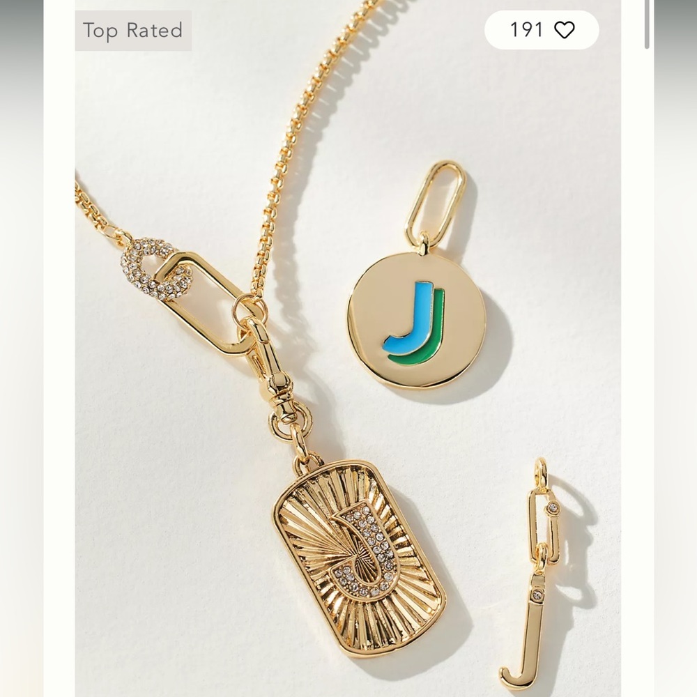 Anthropologie mixed charm monogram necklace - J (NEW NEVER WORN)
